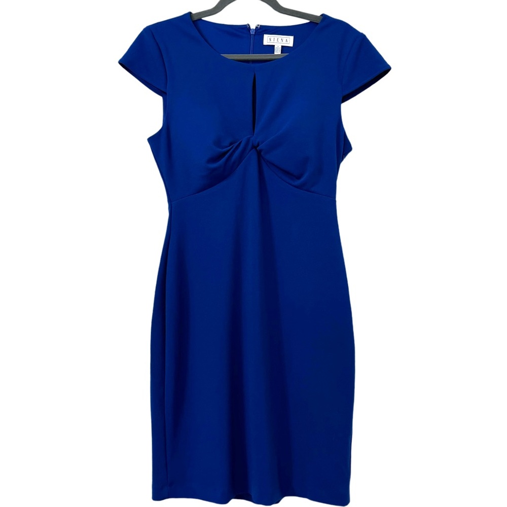 SIENA Stretch Twist Keyhole Neck Cap Sleeve Bodycon Dress Cobalt Blue Size‎ 8